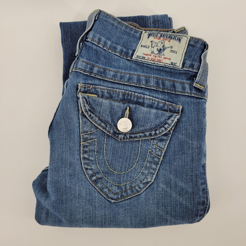 True Religion Hi-Rise Boot Jeans 26 Blue Denim Made in USA‎ Women